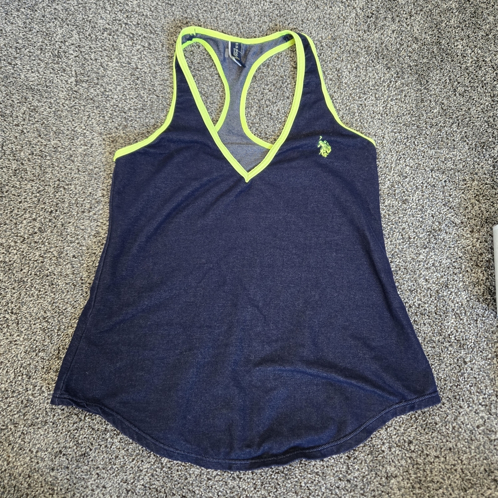 U.S. Polo Assn. Blue and Yellow Sleeveless Tank Top
